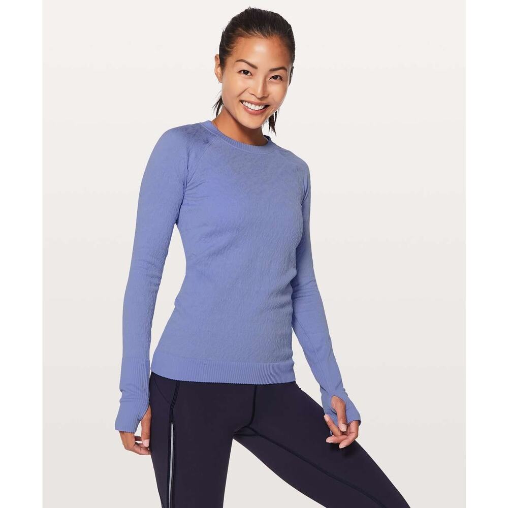 Lululemon Rest Less‎ Pullover Hydrangea Blue Textured Long Sleeve Top 6